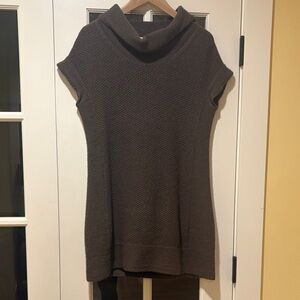 Elegant Brown Cowl Neck Sweater Merino Wool Tunic